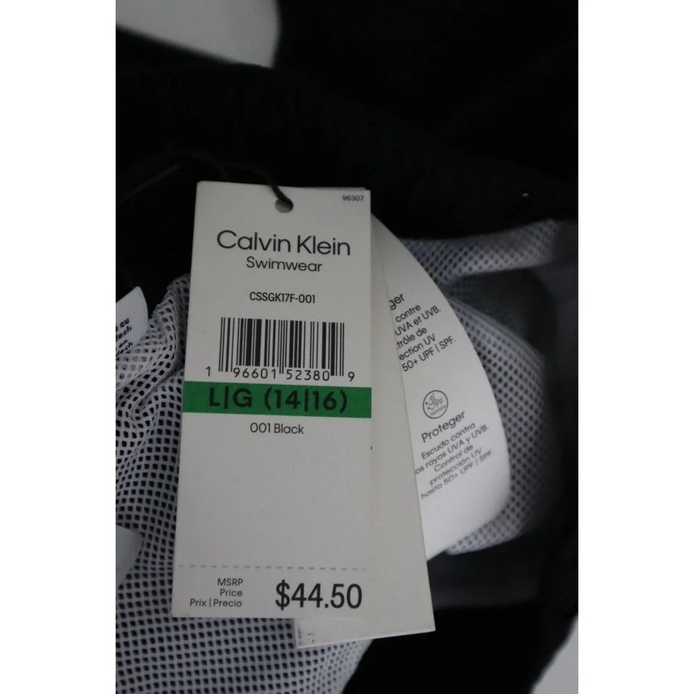 Calvin Klein Big Boys‎ Ombre Logo Swim Trunks - Black - Size L (14-16))